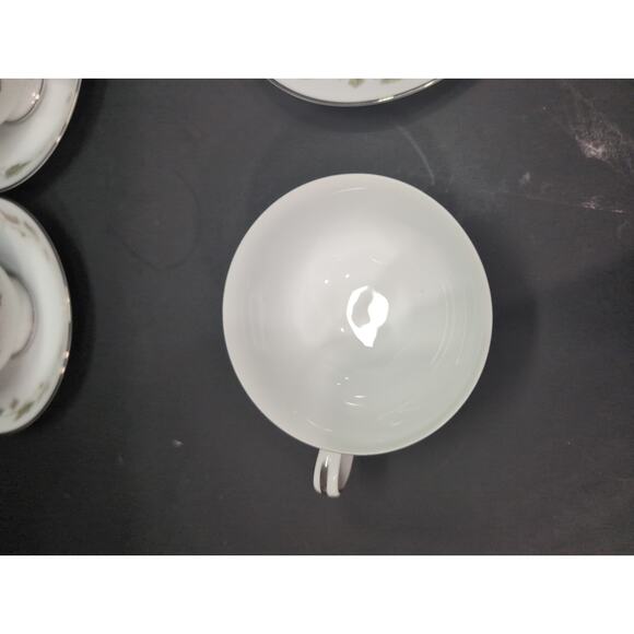 Noritake China Cup & Saucer Set, Vineyard Design, Brown & Green Leaves, Set of 4 - Picture 6 of 10